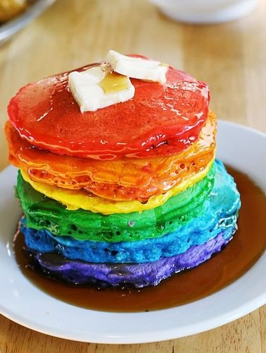 Rainbow Pancakes from i am mommy
